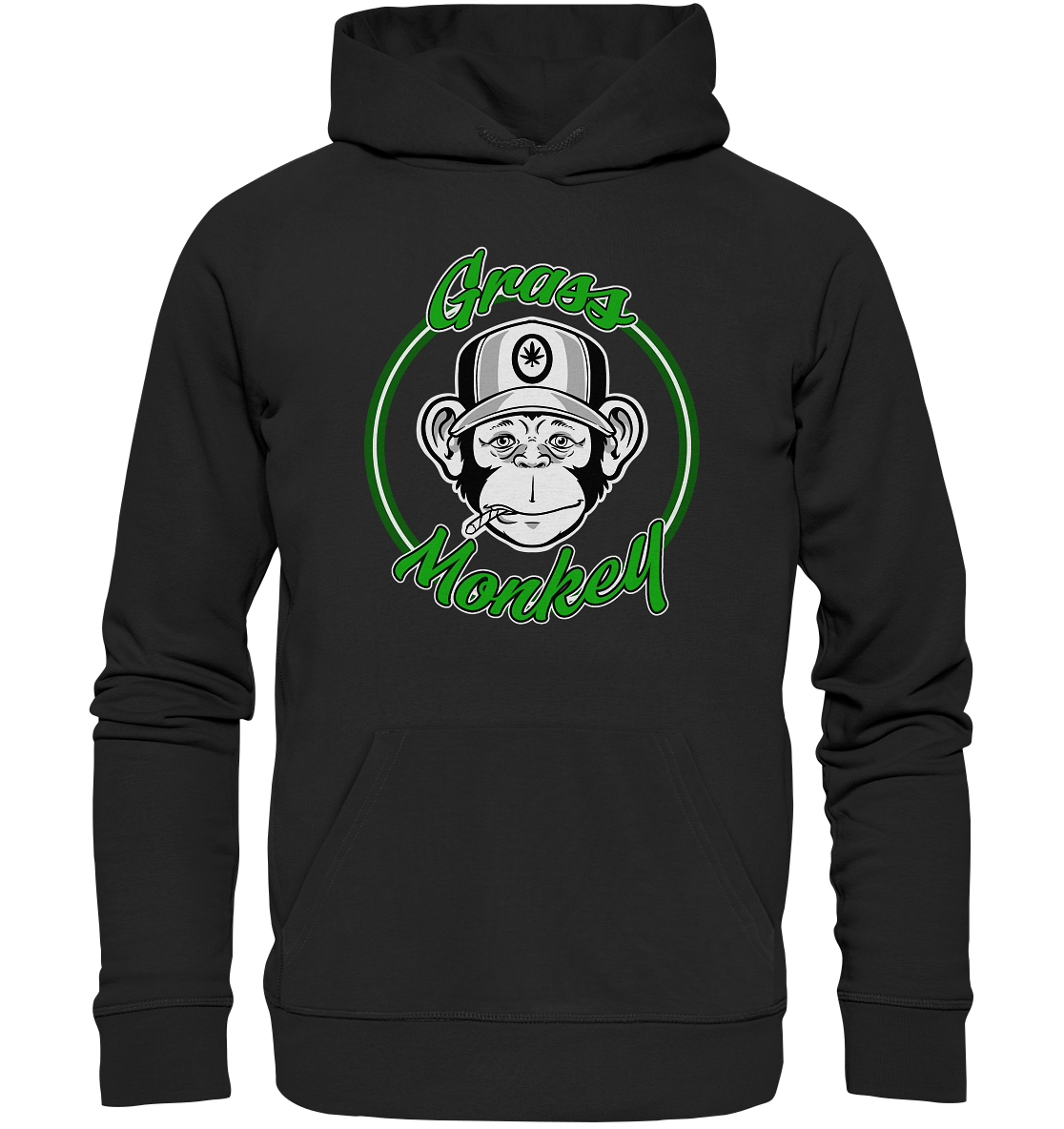 Unisex Grass Monkey Hoodie - Premium Black Hooded Sweatshirt 2024
